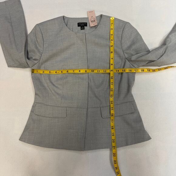NWT Ann Taylor‎ Petite Size 4P Gray Button Up No Collar Blazer Suit  MSRP$160 - Picture 8 of 12